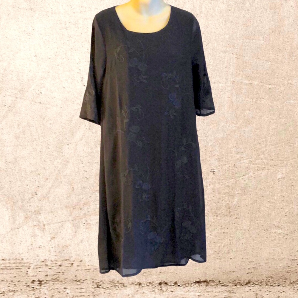 Navy Blue Polyester MIDI Dress